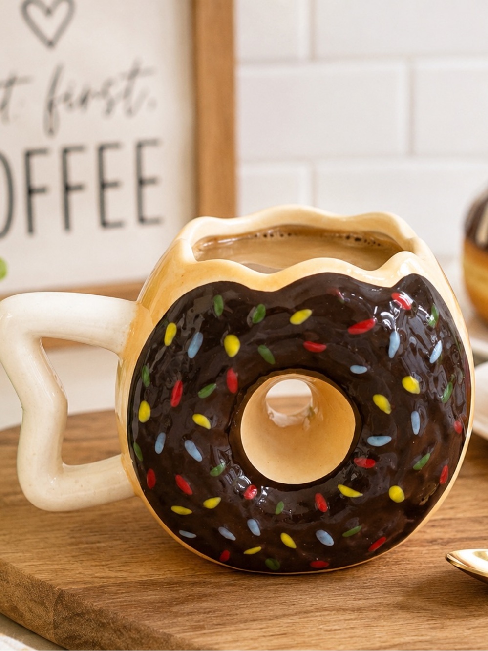 3D Donut Coffee Mug Chocolate Frosted Sprinkles Novelty Ceramic Cup Gift